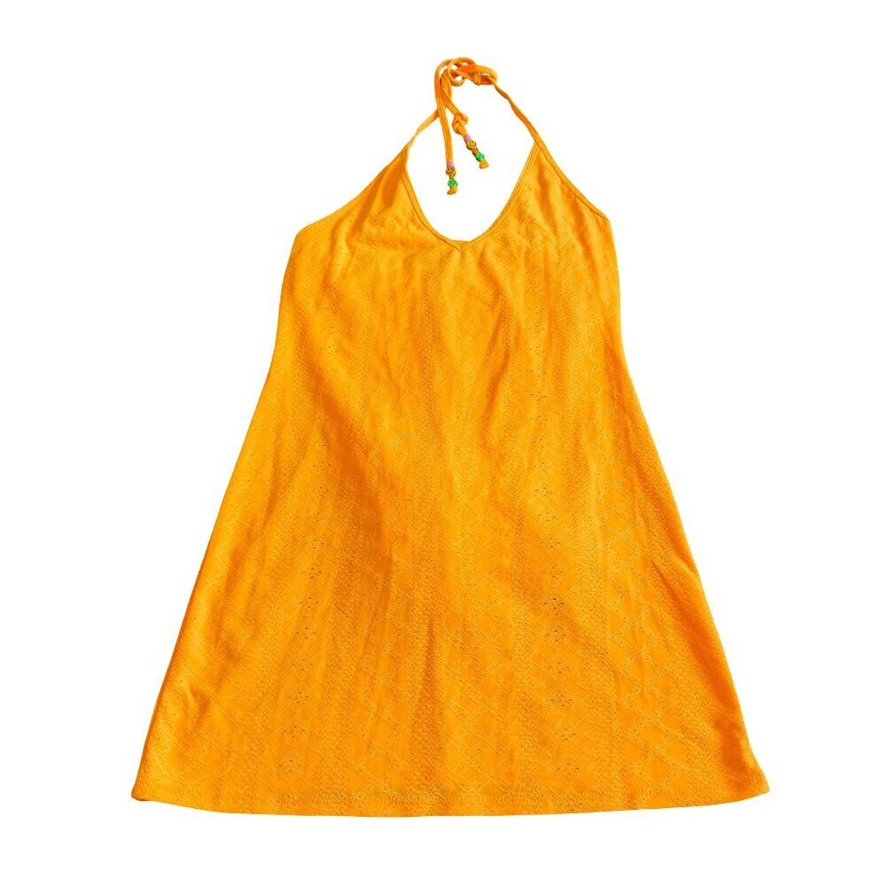 Wild Fable Bright Neon Orange Shift Dress Halter Top Stretch Mini Length Sz XXS